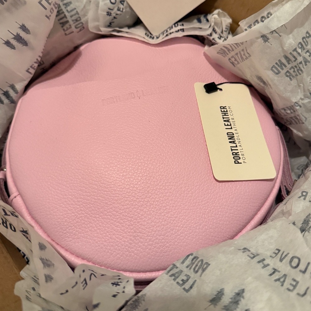 Portland Leather Large Circle Crossbody Bag Pink A Boo Pebbled Leather CIR-PAB